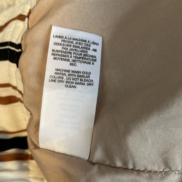 DYNAMITE Striped Pants High Waist Elastic Drawstring Waist Ivory Brown Black M - Picture 8 of 10